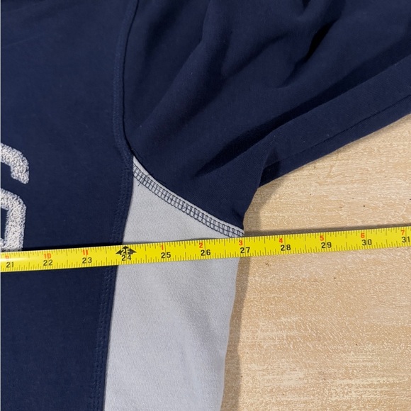 NY YANKEES ZIP HOODIE SWEATSHIRT XL BASEBALL DISTRESSED BLUE Carl Banks - Picture 9 of 10